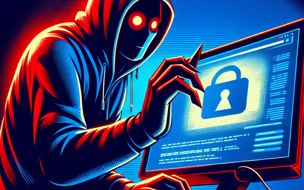 "Illustration of a hacker using a Trojan malware to remotely control a digital device, depicting the concept of cybersecurity threats in the context of malware attacks."