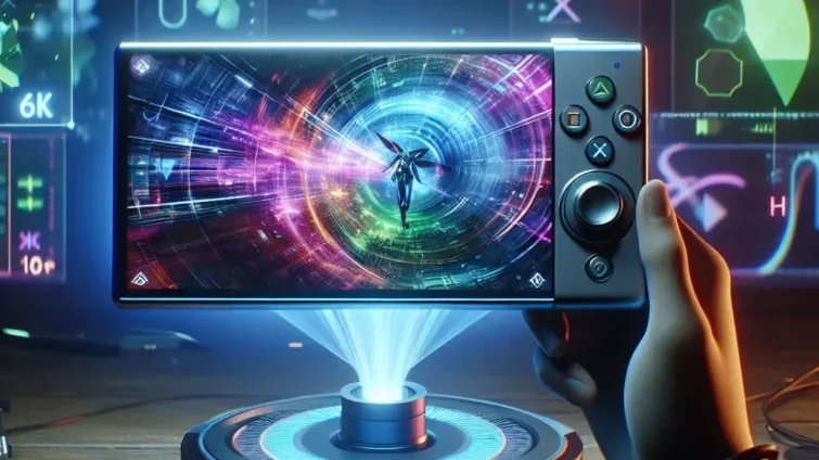 "Close-up view of the Nintendo Switch 2 console showcasing its sleek design and 4K@60Hz output capabilities, highlighting the advancements in gaming technology for an enhanced player experience."